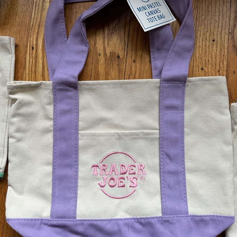 Trader Joe’s 2025 limited edition mini Purple and Cream Canvas Tote Bag